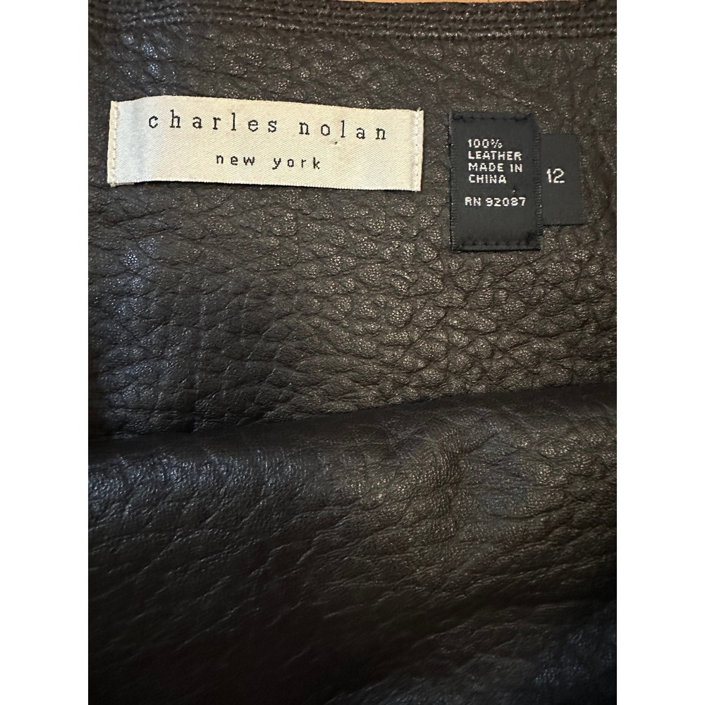 Y2K vintage Charle Nolan 100% Leather Skirt - Picture 3 of 8
